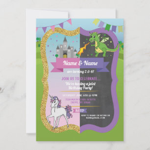 Prinzessin Drache Schloss Einhorn Gemeinschafts Ju Einladung