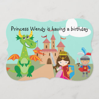 Prinzessin Dragon und Ritter-Geburtstag laden ein Einladung