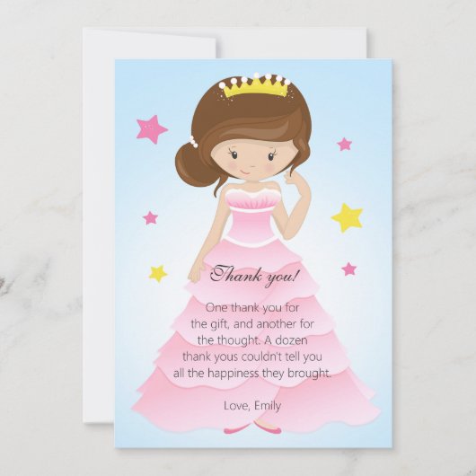 Prinzessin Dress Thank You Card Dankeskarte (Vorderseite)