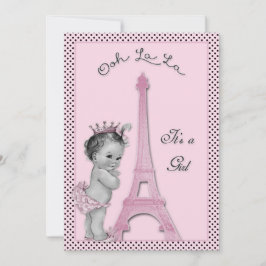 Prinzessin Eiffel Tower Polka Dots Baby Dusche Einladung
