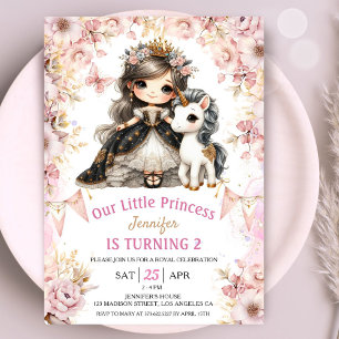 Prinzessin Einhorn 2. Geburtstag Mädchen Feen Köni Einladung