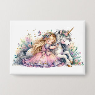 Prinzessin Einhorn Pastell Märchen Fantasy Button