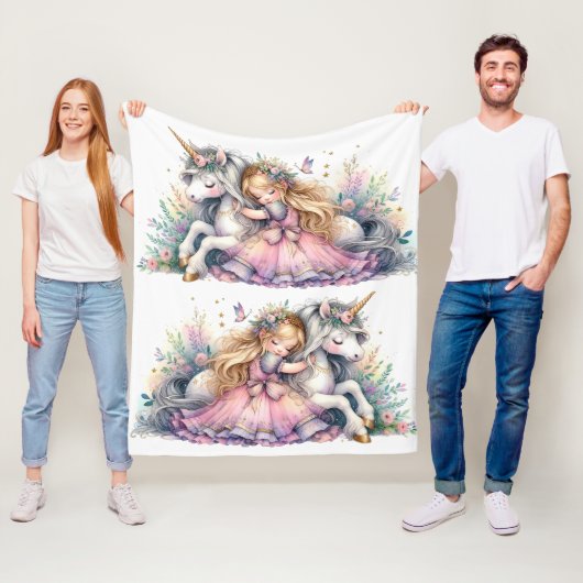 Prinzessin Einhorn Pastell Märchen Fantasy Fleecedecke (Beispiel)
