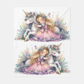 Prinzessin Einhorn Pastell Märchen Fantasy Fleecedecke (Vorderseite)