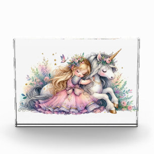 Prinzessin Einhorn Pastell Märchen Fantasy Fotoblock