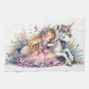 Prinzessin Einhorn Pastell Märchen Fantasy Geschirrtuch