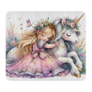 Prinzessin Einhorn Pastell Märchen Fantasy Schneidebrett