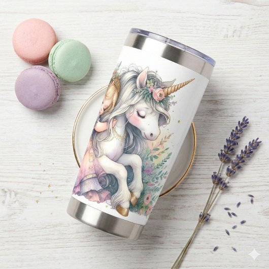 Prinzessin Einhorn Pastell Märchen Fantasy Thermobecher