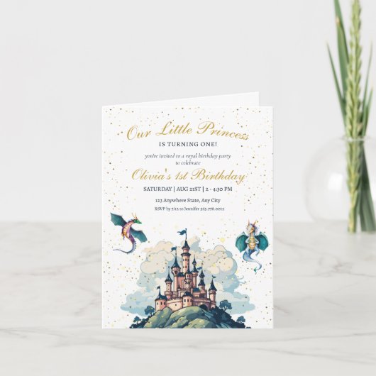 Prinzessin Einladung zum 1. Geburtstag, Prinzessin (Vorderseite)