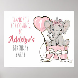Prinzessin Elefant Luftballon Geburtstagsfeier Dan Poster