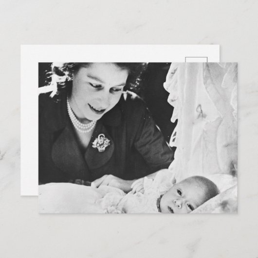 Prinzessin Elizabeth mit ihrem Sohn Prinz Charles Postkarte (Vorne/Hinten)
