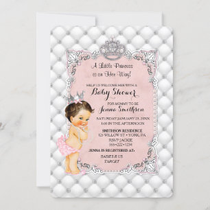 Prinzessin Erröten Rosa Perlen Diamanten Baby Mädc Einladung