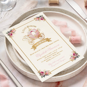 Prinzessin Feenmärchen Baby Shower in rosa Kutsche Einladung
