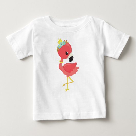 Prinzessin Flamingo, Blume, Krone, Niedlich Flamin Baby T-shirt (Vorderseite)