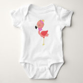 Prinzessin Flamingo, Blume, Niedlich Flamingo, Kro Baby Strampler (Vorderseite)
