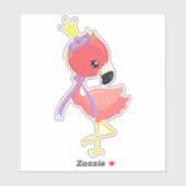 Prinzessin Flamingo, Niedlich Flamingo, Blume, Kro Aufkleber (Blatt)
