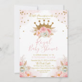 Prinzessin Floral Pink & Gold Babydusche Einladung (Vorderseite)