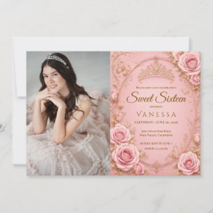 Prinzessin Foto rosa Sweet 16 Einladung