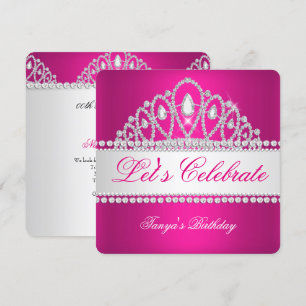 Prinzessin Fuchsia White Diamond Tiara Geburtstag Einladung