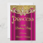 Prinzessin Geburtstag Bright pink Diamond Gold Per Einladung (Vorderseite)