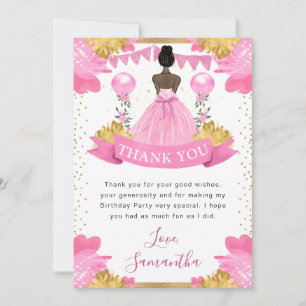 Prinzessin Geburtstag Rosa Kleid Dunkle Haut Dankeskarte