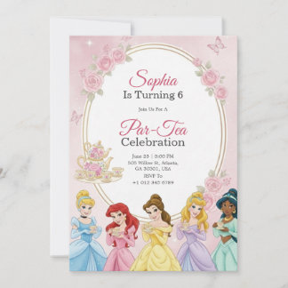 Prinzessin Geburtstagseinladung im Pastell-Thema  Einladung