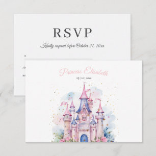 Prinzessin Geburtstagsfeier Märchenschloss Rosa Mä RSVP Karte