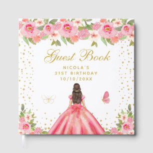 Prinzessin Geburtstagsfeier mit pinkfarbenem flora Gästebuch