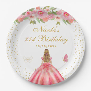 Prinzessin Geburtstagsfeier mit rosa floraler Blon Pappteller