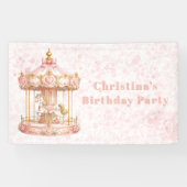 Prinzessin Geburtstagsfeier mit rosa Karussell Banner (Horizontal)