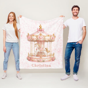 Prinzessin Geburtstagsfeier mit rosa Karussell Fleecedecke