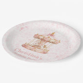 Prinzessin Geburtstagsfeier mit rosa Karussell Pappteller (Schrägansicht)