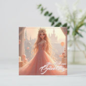 Prinzessin Geburtstagskarte in Rosa (Stehend Vorderseite)