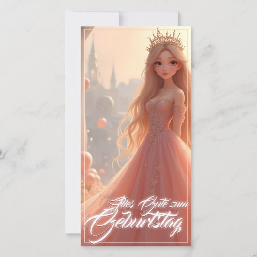 Prinzessin Geburtstagskarte in Rosa (Vorderseite)