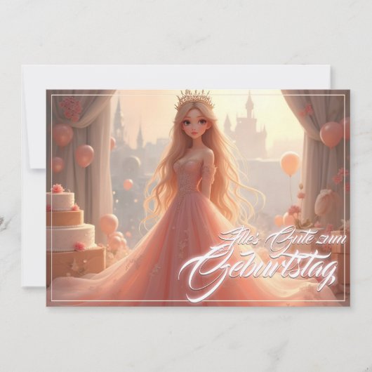 Prinzessin Geburtstagskarte in Rosa (Vorderseite)