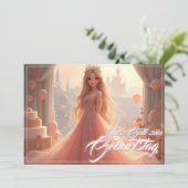 Prinzessin Geburtstagskarte in Rosa (Stehend Vorderseite)