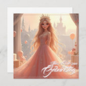 Prinzessin Geburtstagskarte in Rosa (Vorne/Hinten)