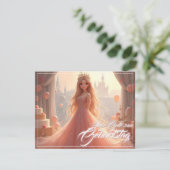 Prinzessin Geburtstagskarte in Rosa (Stehend Vorderseite)