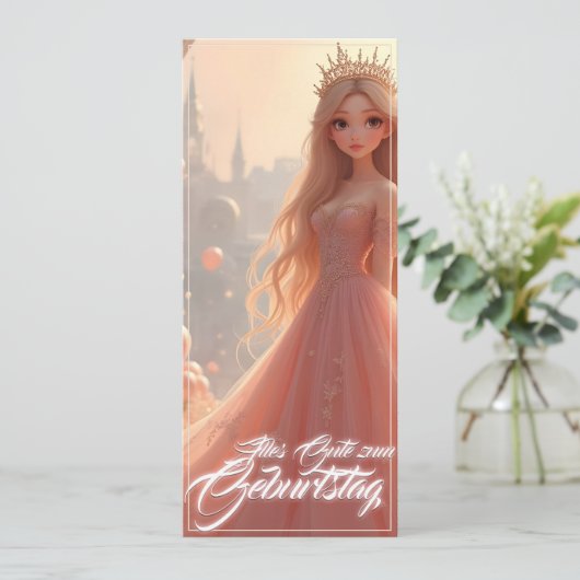 Prinzessin Geburtstagskarte in Rosa (Stehend Vorderseite)