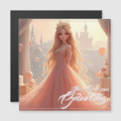 Prinzessin Geburtstagskarte in Rosa Magnetkarte (Vorne/Hinten)