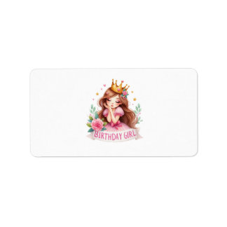 Prinzessin Geburtstagsmädchen Krone Adressaufkleber