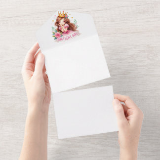 Prinzessin Geburtstagsmädchen Krone All In One Einladung