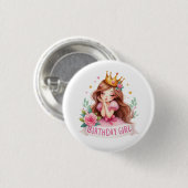 Prinzessin Geburtstagsmädchen Krone Button (Vorne & Hinten)