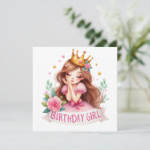 Prinzessin Geburtstagsmädchen Krone Einladung (Stehend Vorderseite)