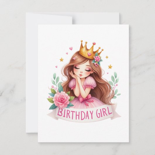 Prinzessin Geburtstagsmädchen Krone Einladung (Vorderseite)