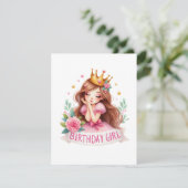 Prinzessin Geburtstagsmädchen Krone Einladung (Stehend Vorderseite)