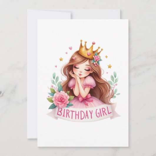 Prinzessin Geburtstagsmädchen Krone Einladung (Vorderseite)
