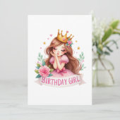Prinzessin Geburtstagsmädchen Krone Einladung (Stehend Vorderseite)