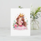 Prinzessin Geburtstagsmädchen Krone Einladung (Stehend Vorderseite)