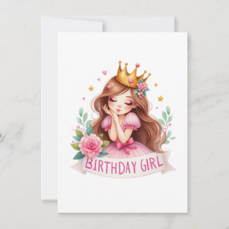 Prinzessin Geburtstagsmädchen Krone Einladung